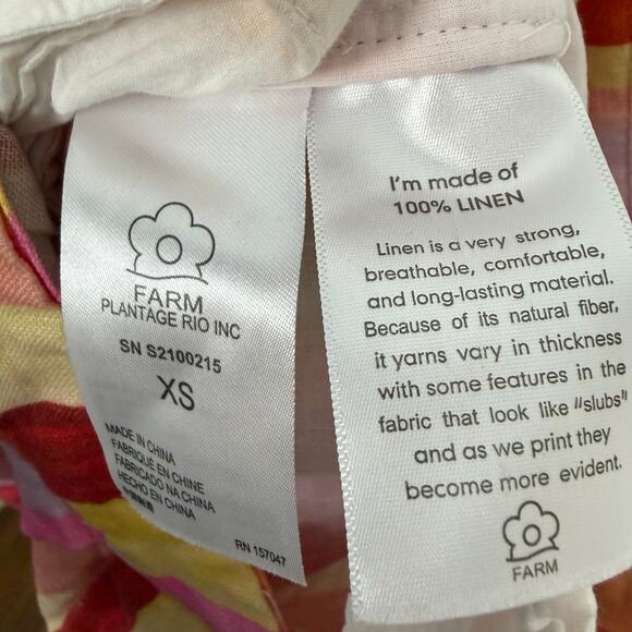 Farm Rio Sunny Stripe Linen Balloon Pants Pink Orange Pockets Sz XS - Picture 9 of 11